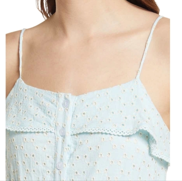 LOST + WANDER Blissful Blues Eyelet Long Maxi Boho Beach Dress Sz L - Picture 4 of 16